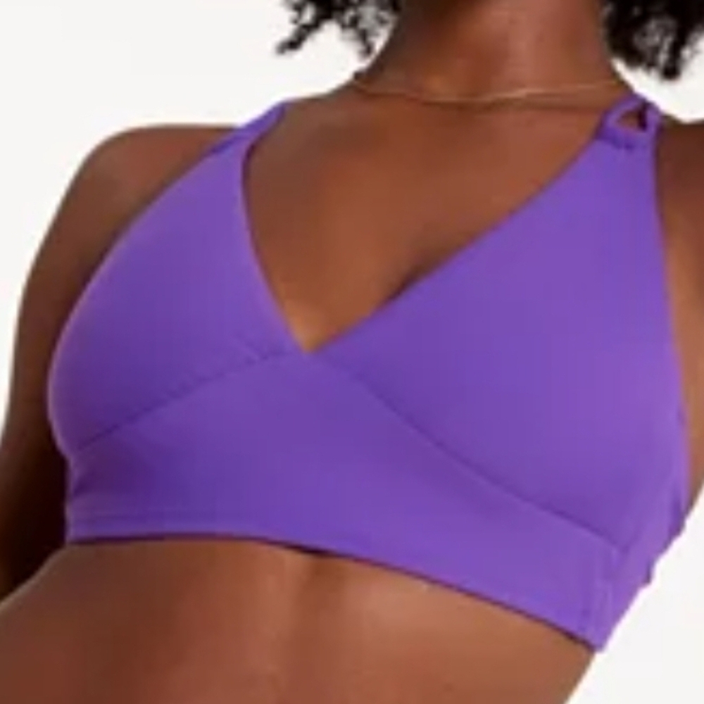 CALIA Double Strap Triangle Bikini Low Support Swim Top: PURPLE PUNCH: NWT: XL